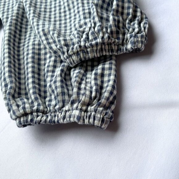 PILCRO WHITE BLUE CHECKERED GINGHAM OVERSIZED COLLARLESS BUTTON DOWN SHIRT - L - Picture 9 of 11